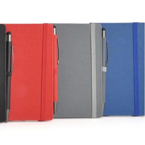 Caderneta para Anotações com Caneta Cinza Personalizada