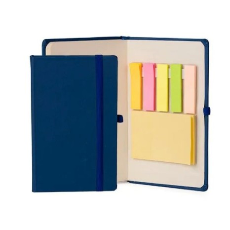 Caderneta Azul 80 Folhas e Marca Página com 5 Cores Personalizada
