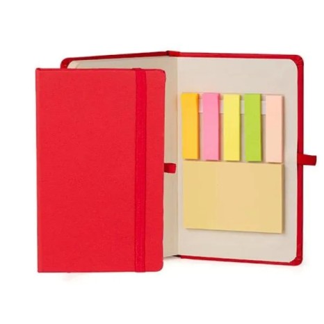 Caderneta Vermelha 80 Folhas e Marca Página com 5 Cores Personalizado