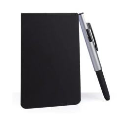 Bloco para Anotações com Caneta Preto/Prata Personalizado