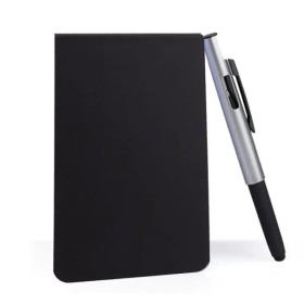 Bloco para Anotações com Caneta Preto/Prata Personalizado