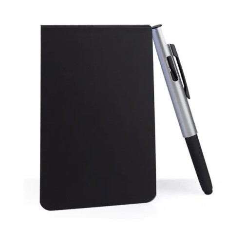 Bloco para Anotações com Caneta Preto/Prata Personalizado