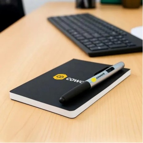 Bloco para Anotações com Caneta Preto/Prata Personalizado