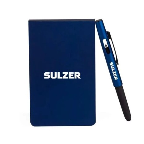 Bloco para Anotações com Caneta Azul Personalizado