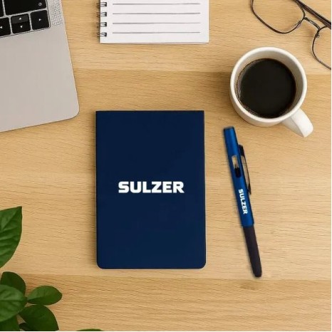 Bloco para Anotações com Caneta Azul Personalizado