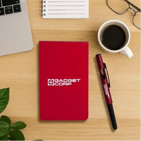 Bloco para Anotações com Caneta Vermelho Personalizado
