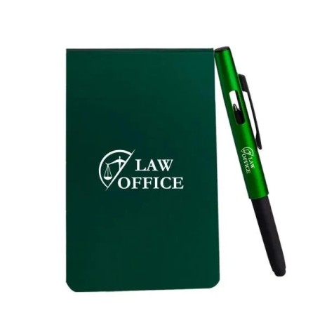 Bloco para Anotações com Caneta Verde Personalizado