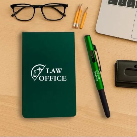 Bloco para Anotações com Caneta Verde Personalizado