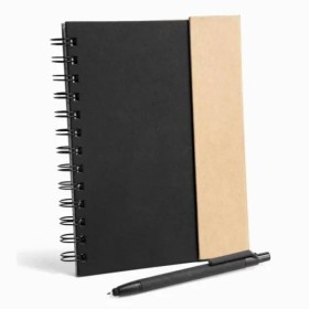 Caderno Espiral com Capa Dura Preto / Bege Personalizado