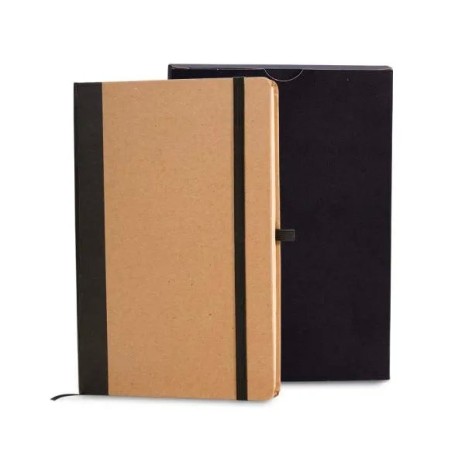 Caderneta Sem Pauta 14X21cm Bege/Preto Personalizada