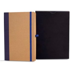 Caderneta Sem Pauta 14X21cm Bege/Azul Personalizada