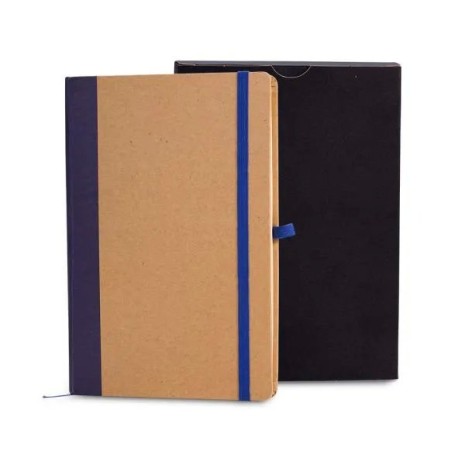 Caderneta Sem Pauta 14X21cm Bege/Azul Personalizada