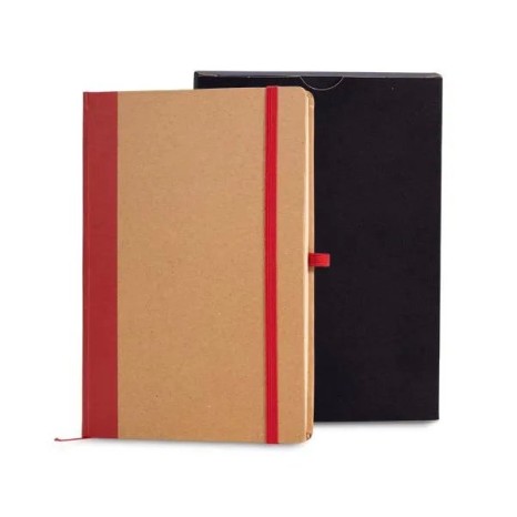 Caderneta Sem Pauta 14X21cm Bege/Vermelho Personalizada