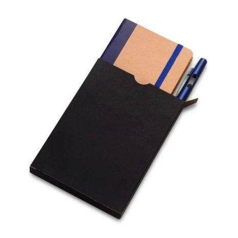 Caderneta para Anotações com Caneta Bege/Azul Personalizada