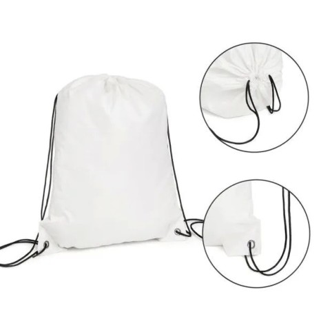 Mochila Sacola em Nylon 190D Branca 42X32cm Personalizado