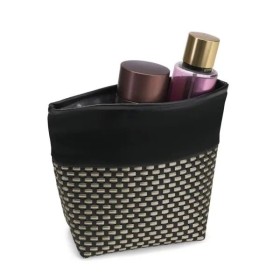 Necessaire em PVC e Couro Sintético Preto/Xadrez Personalizado