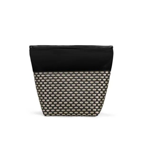 Necessaire em PVC e Couro Sintético Preto/Xadrez Personalizado