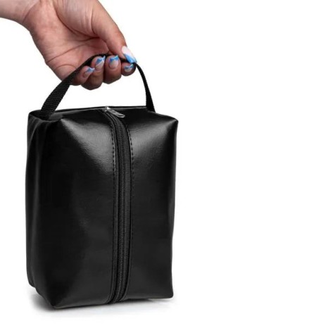 Necessaire com Alça em Material Sintético Preta Personalizado