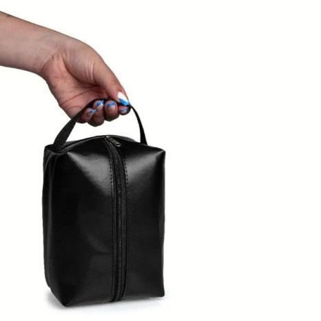 Necessaire com Alça em Material Sintético Preta Personalizado