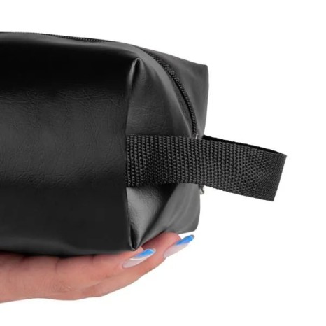 Necessaire com Alça em Material Sintético Preta Personalizado