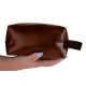 Necessaire com Alça em Material Sintético Marrom Personalizado