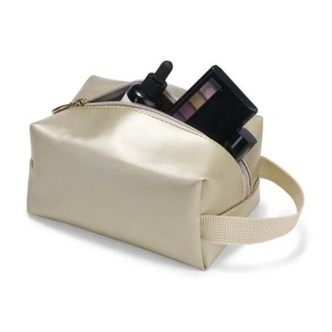 Necessaire com Alça em Material Sintético Champanhe Personalizado