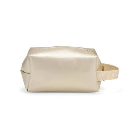 Necessaire com Alça em Material Sintético Champanhe Personalizado