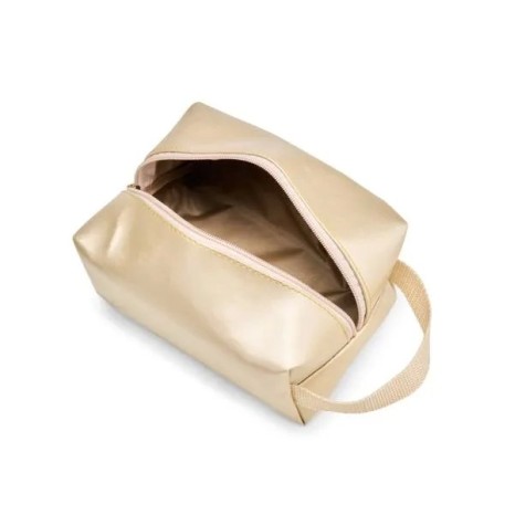 Necessaire com Alça em Material Sintético Champanhe Personalizado