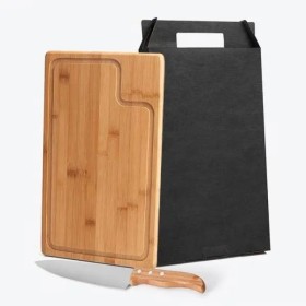 Conjunto para Churrasco em Bambu / Madeira / Inox 2 Pçs Personalizado