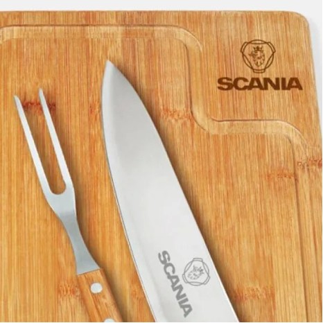 Conjunto para Churrasco em Bambu / Madeira / Inox Texas 3 Pçs Personalizado