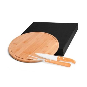 Conjunto para Pizza e Churrasco em Bambu/Madeira/Inox 35cm 3 Pçs Personalizado