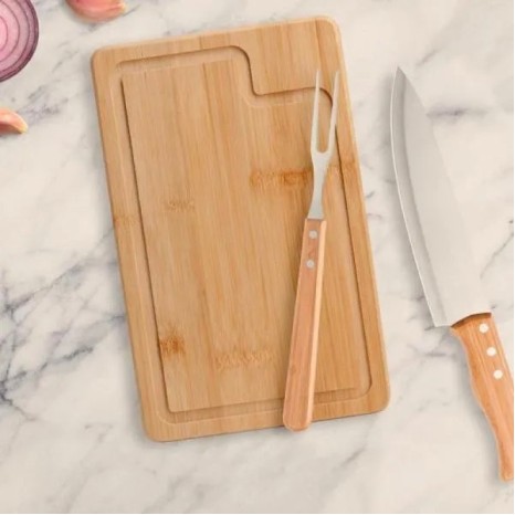 Conjunto para Churrasco em Bambu / Madeira / Inox Dallas 3 Pçs Personalizado