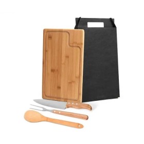 Conjunto para Churrasco em Bambu / Madeira / Inox 4 Pçs Personalizado
