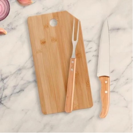 Conjunto para Cozinha em Bambu / Madeira / Inox Oregon 3 Pçs Personalizado