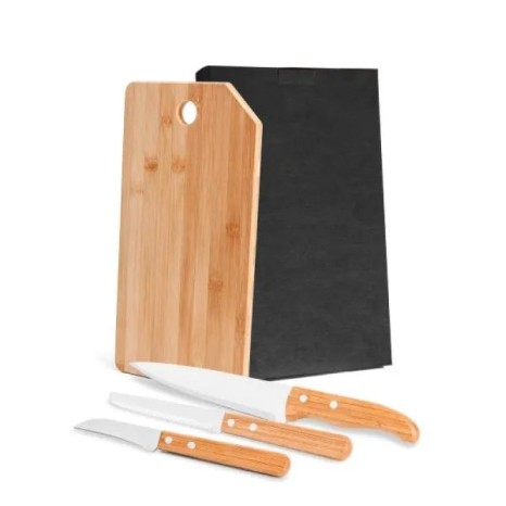 Conjunto para Cozinha em Bambu / Madeira / Inox Oregon 4 Pçs Personalizado