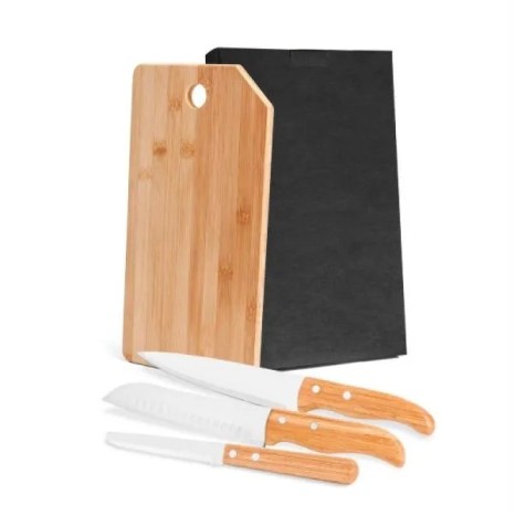 Conjunto para Cozinha em Bambu / Madeira / Inox Oregon 4 Pçs Personalizado