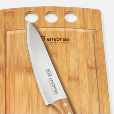 Conjunto para Churrasco em Bambu / Madeira / Inox Califórnia 2 Pçs Personalizado