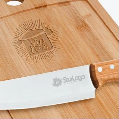 Conjunto para Cozinha em Bambu / Madeira / Inox 3 Pçs Personalizado