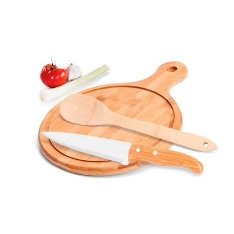 Conjunto para Cozinha em Bambu / Inox 3 Pçs Personalizado