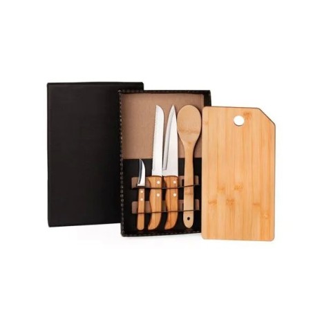 Kit para Cozinha/Pão em Bambu/Inox- 5 Pçs Personalizado