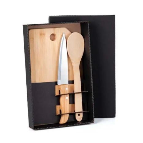 Kit para Cozinha em Bambu / Inox 3 Pçs Personalizado