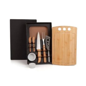 Conjunto para Churrasco e Petisco em Bambu / Madeira / Inox 2 em 1 Personalizado