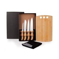 Kit para Cozinha em Bambu / Madeira / Inox com Avental 6 Pçs Personalizado