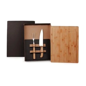 Conjunto para Churrasco em Bambu / Madeira / Inox 3 Pçs Personalizado