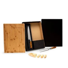 Conjunto para Churrasco Premium em Bambu / Madeira / Inox 3 Pçs Personalizado