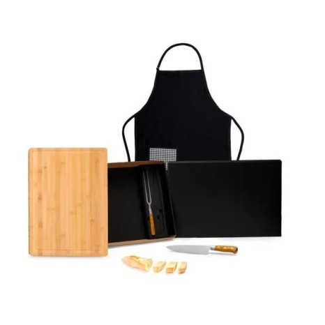 Conjunto para Churrasco Premium em Bambu / Madeira / Inox 4 Pçs Personalizado