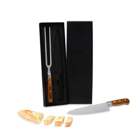 Conjunto para Churrasco Premium em Bambu / Madeira / Inox 4 Pçs Personalizado