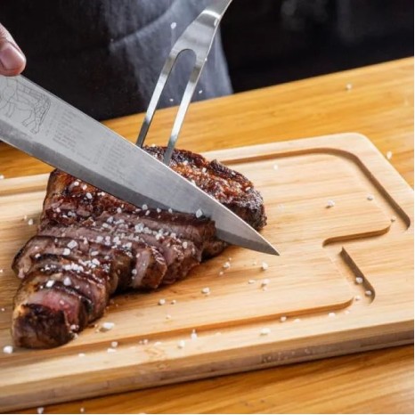 Conjunto para Churrasco em Bambu / Inox / Madeira 3 Pçs, Personalizado