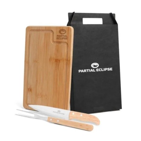Conjunto para Churrasco em Bambu / Inox / Madeira 3 Pçs, Personalizado
