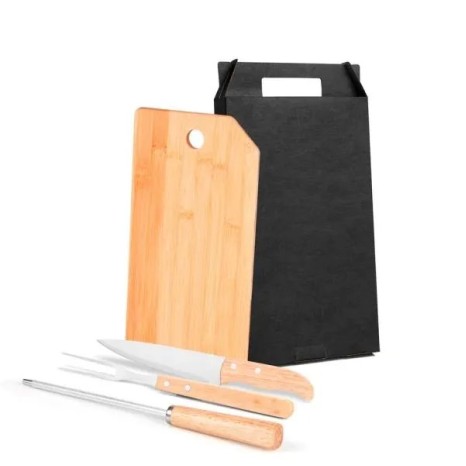 Conjunto para Cozinha em Bambu / Madeira / Inox 4 Pçs Personalizado